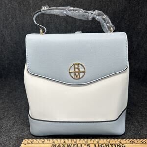 NEW Badgley Mischka New York The Rae Collection Blue White Colorblock Backpack